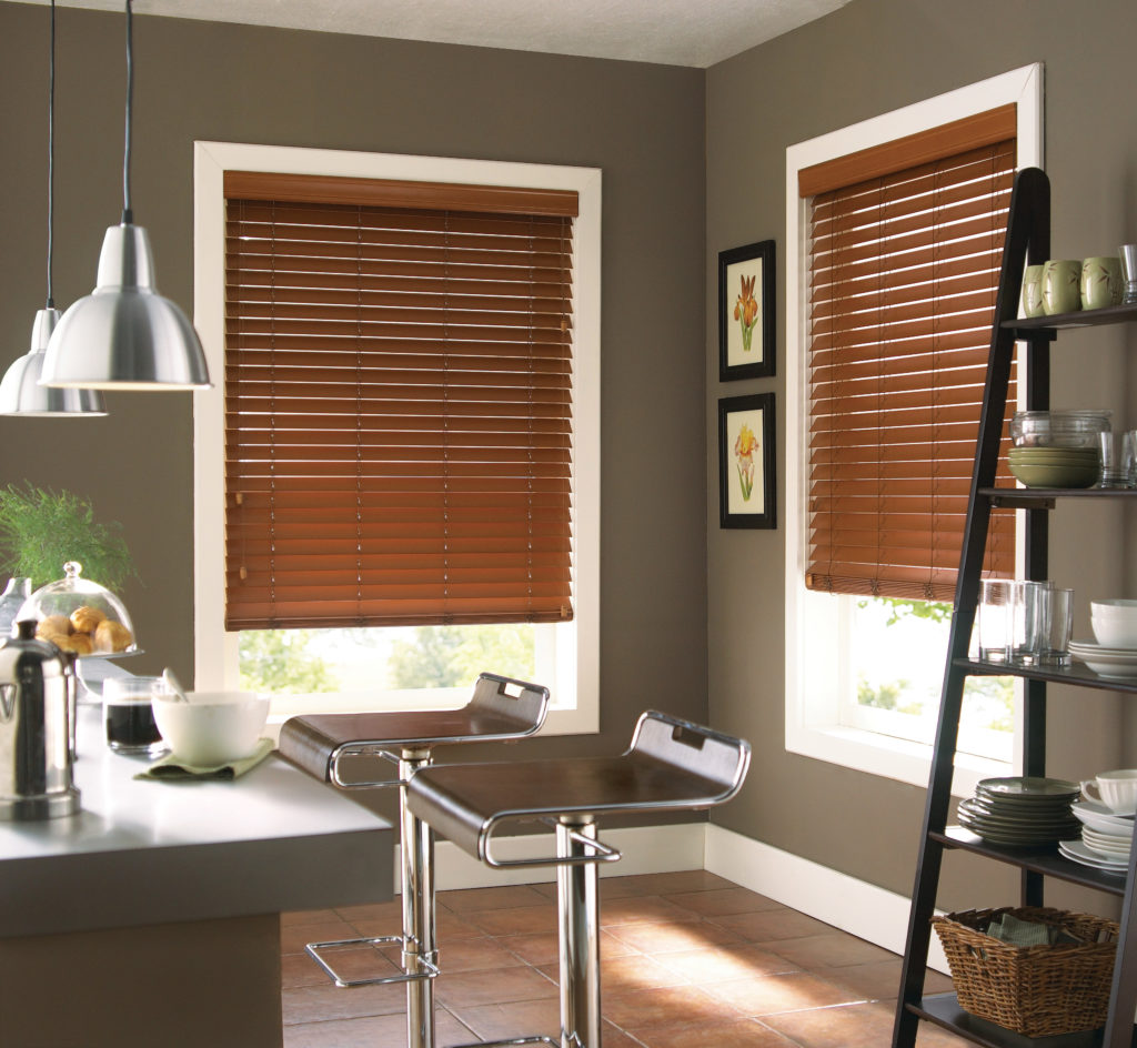 Faux wood blinds offered by Made in the Shade in Prescott