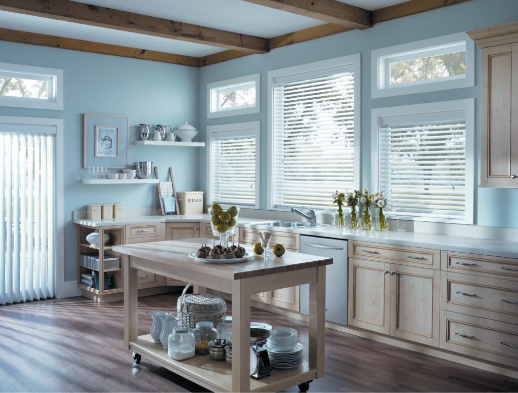 Faux wood blinds offered by Made in the Shade in Prescott