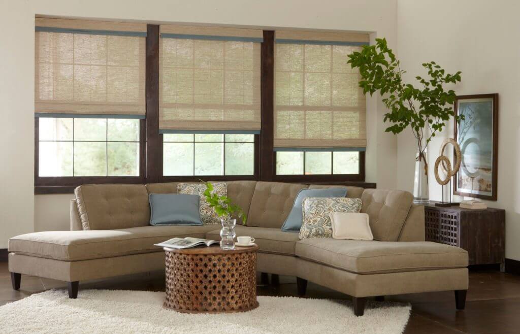 Woven Roman shades offered by Made in the Shade of Prescott