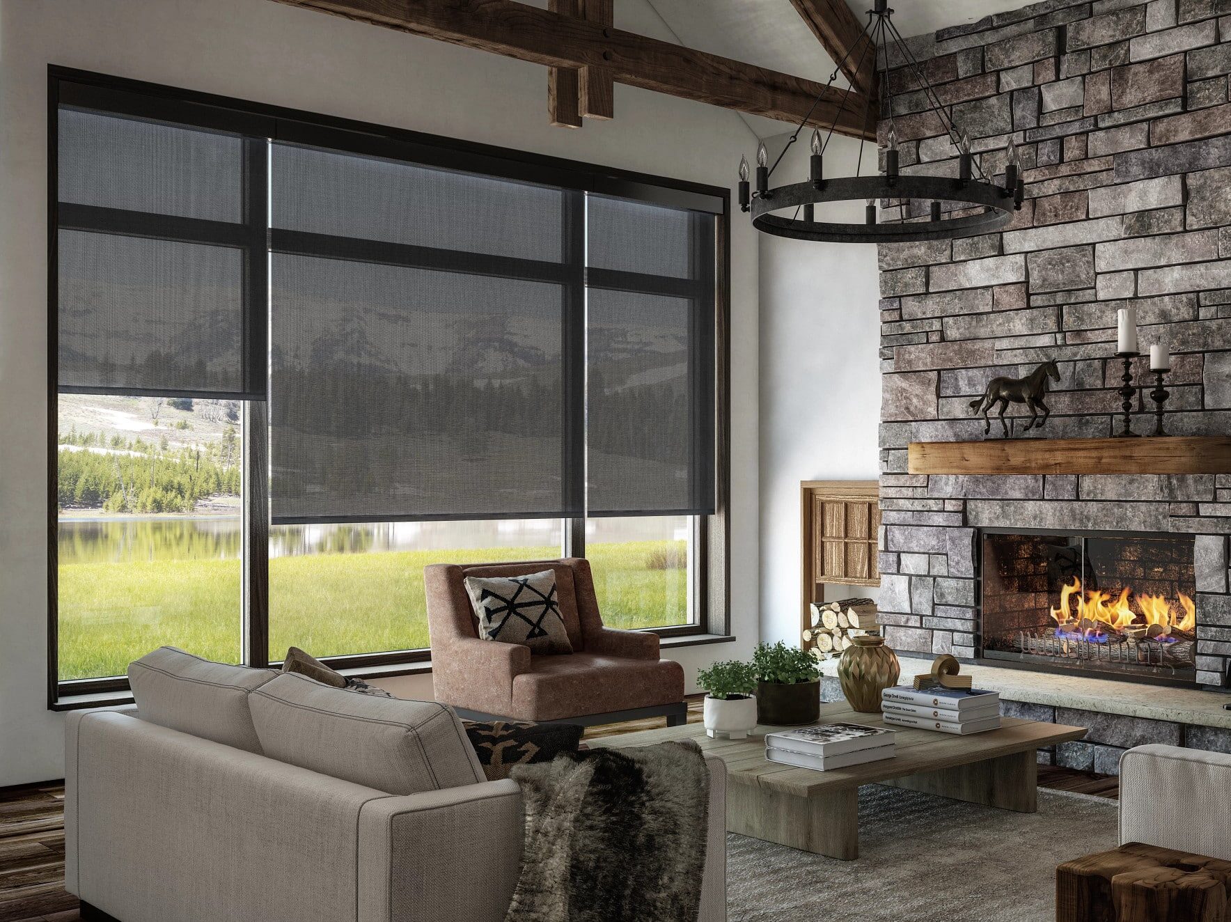 Black-Solar-Shades Solar-Shades-In-Window